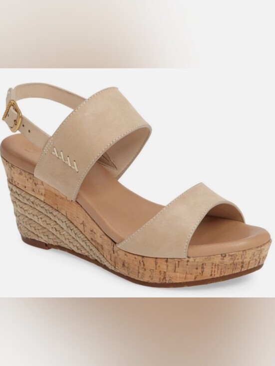 UGG Shoes - UGG Elena Nubuck Leather Slingback Platform Wedge Sandals Size 9 Used Exc